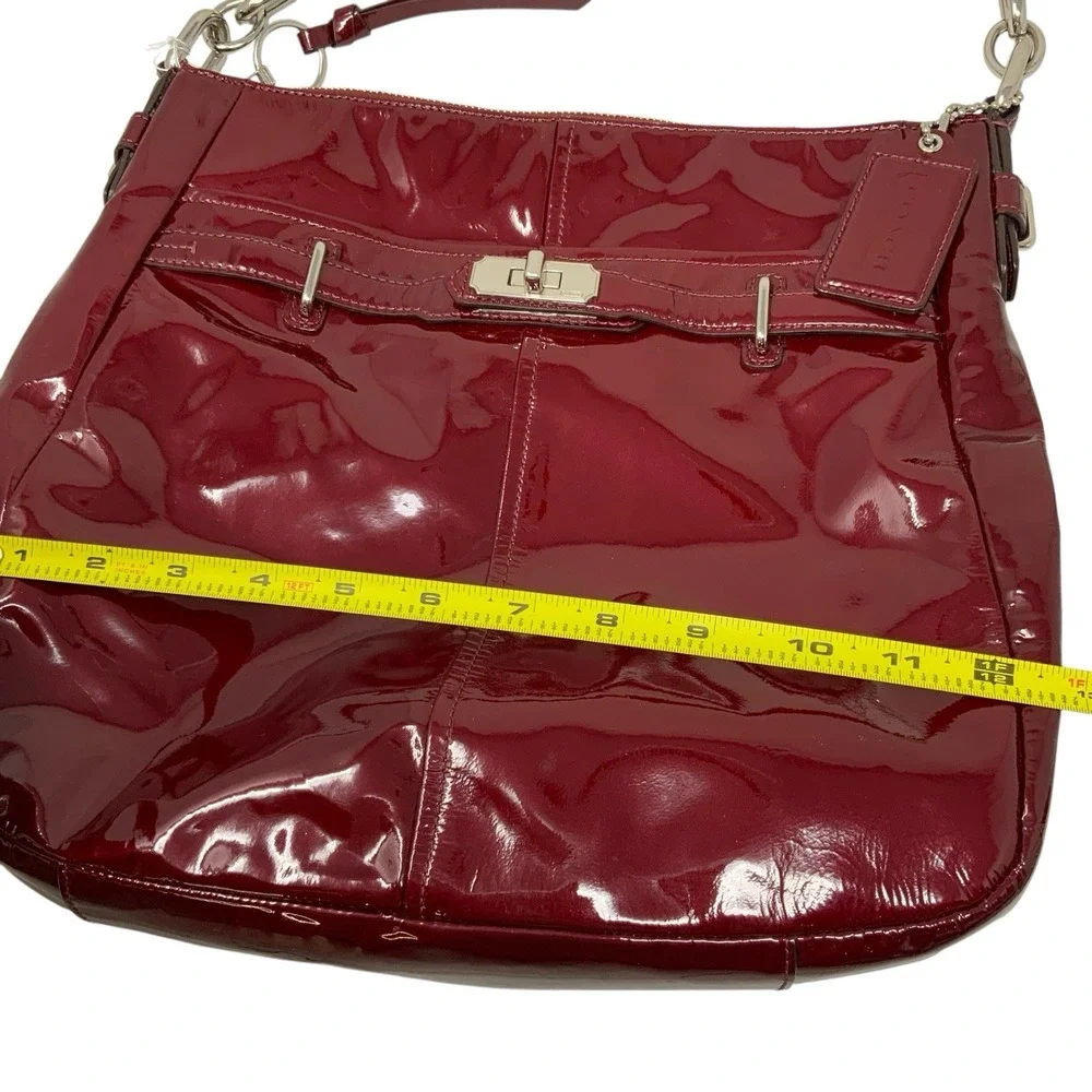 Coach Chelsea Ashlyn Hobo Shoulder Bag Purse Wine Red Patent Leather F17861